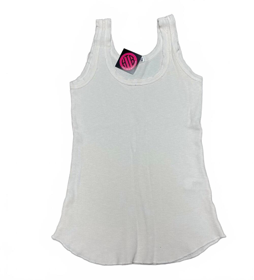 NEW CROWN JEWEL women's thermal scoop tank in pearl
